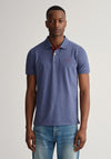 Gant Contrast Pique Collar Polo Shirt, Dark Jeans Blue Melange