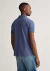 Gant Contrast Pique Collar Polo Shirt, Dark Jeans Blue Melange