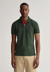 Gant Contrast Pique Collar Polo Shirt, Storm Green