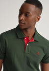 Gant Contrast Pique Collar Polo Shirt, Storm Green