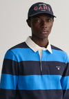 Gant Heavy Rugger Barstripe Polo Shirt, Day Blue