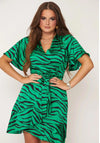 Girl In Mind Felicity Zebra Print Mini Dress, Green