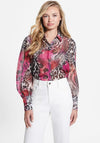 Guess Womens Animal Print Sheer Shirt, Pink Multi