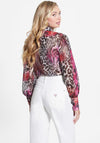 Guess Womens Animal Print Sheer Shirt, Pink Multi