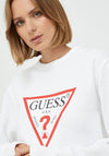 Guess Womens Logo Sweatshirt, White