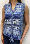 White Stuff Flowing Grasses Sleeveless Shirt, Blue