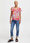 Ichi Marble Print Top, Pink Multi