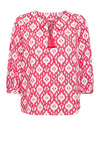 Ichi Tie Neck Printed Blouse, Pink