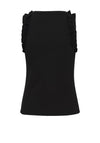 Ichi Ruffle Trim Sleeve Vest Top, Black