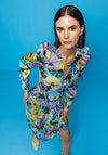 Kameya Floral Faux Wrap Dress, Blue Multi