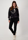 Monari Sequin Patch Distressed Jeans, Black