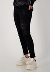 Monari Sequin Patch Distressed Jeans, Black