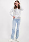 Monari Floral Outline & Rhinestone Sweater, Stone Multi