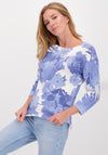 Monari Floral Knit Jumper, Blue & White