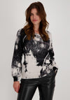 Monari Rhinestone Acid Print Knit Jumper, Black & Beige