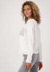 Monari Rhinestone Patch Pocket Knit Sweater, White