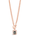 Absolute Large Halo Pendant T-Bar Necklace, Rose Gold