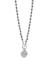 Absolute T-Bar Beaded Necklace, Silver