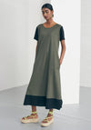 Naya Contrast Trim Smock Maxi Dress, Khaki & Black