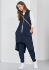 Naya Contrast Panel Long Gilet, Navy