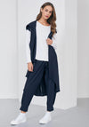 Naya Contrast Panel Long Gilet, Navy