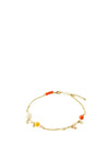 Pilgrim Care Crystal & Freshwater Pearl Ankle Bracelet, Gold & Red Multi