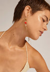 Pilgrim Kaia Dangle Chain Earrings, Gold & Red Multi