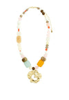 Pilgrim Smile Statement Beaded Necklace, Gold Rainbow Multi