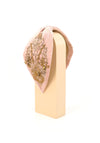 Powder Embellished Wide Velvet Headband, Petal