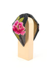 Powder Embroidered Painted Peony Headband, Charcoal