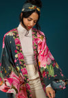 Powder Painted Peony Kimono Jacket, Charcoal