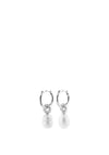 Pilgrim Freshwater Pearl Hoop Earrings, Silver