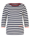 Rabe Button Shoulder Stripe Jumper, Navy Multi