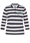 Rabe Striped Long Sleeve Polo Shirt, Navy & White