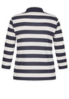 Rabe Striped Long Sleeve Polo Shirt, Navy & White