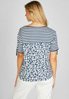 Rabe Stripe & Petal Print T-Shirt, Navy & White