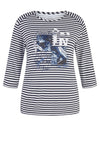 Rabe Elasticated Hem Stripe T-Shirt, Navy