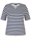 Rabe Notch Neck Stripe T-Shirt, Navy