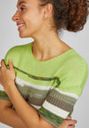 Rabe Striped Knit Short Sleeve Jumper, Green