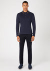 Remus Uomo Long Sleeve Pique Polo Shirt, Navy