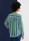 Street One Striped Notch Neck Blouse, Brisk Green Multi