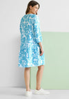 Street One Leaf Print Linen Tunic Dress, Light Splash Blue