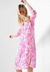 Street One Leaf Print Linen Tunic Dress, Light Oasis Pink