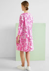 Street One Leaf Print Linen Tunic Dress, Light Oasis Pink