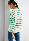 Street One Stiped Polo Collar Jumper, Beige & Green