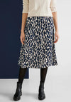 Street One Satin Leopard Print Midi Skirt, Deep Blue