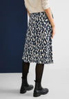 Street One Satin Leopard Print Midi Skirt, Deep Blue