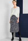 Street One Leopard Print Midi Skirt, Deep Blue