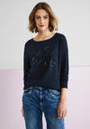 Street One Sequin Wording Top, Deep Blue