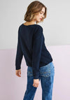 Street One Sequin Wording Top, Deep Blue